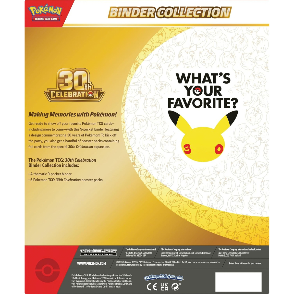 Binder Collection 30th celebration Pokemon (Ingles)